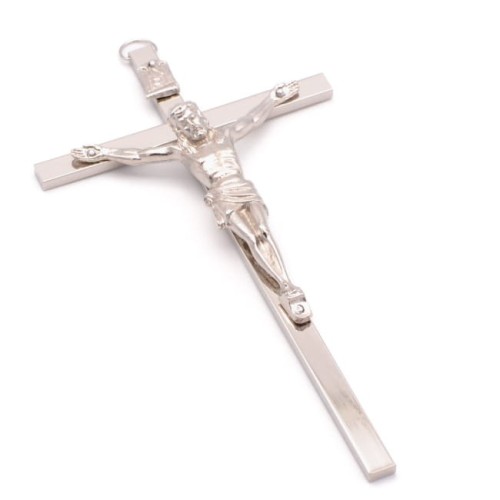 Krzyż klasyczny (mosiężny niklowany, 18 cm)