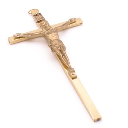 Krzyż klasyczny (mosiężny z szeroką belką, 18 cm)