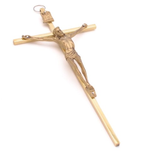 Krzyż klasyczny (mosiężny z wąską belką, 18 cm)